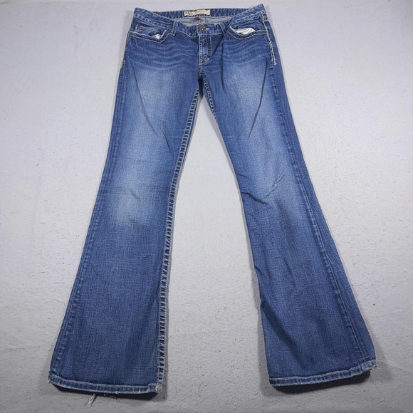 BKE Denim - BKE Star Flare Jeans Womens 32x35.5 Blue Distressed Denim Bootcut Low Rise‎